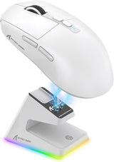 ATTACK SHARK X6 Lightweight Wireless Gaming Mouse with RGB Backlight Charging Base,Tri-Mode Wired/2.4GHz/BT5.2,26K DPI, PAW3395 Optical Sensor,HUANO Switch,5programmable Buttons,PC/Mac